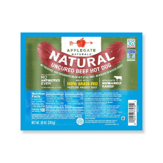 applegate uncured grass fed beef hot dogs