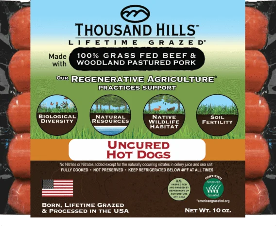 Thousand hills grass-fed beef hot dogs