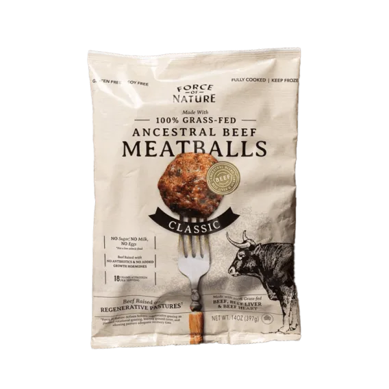 force of nature 100% grass fed ancestral beef meatballs