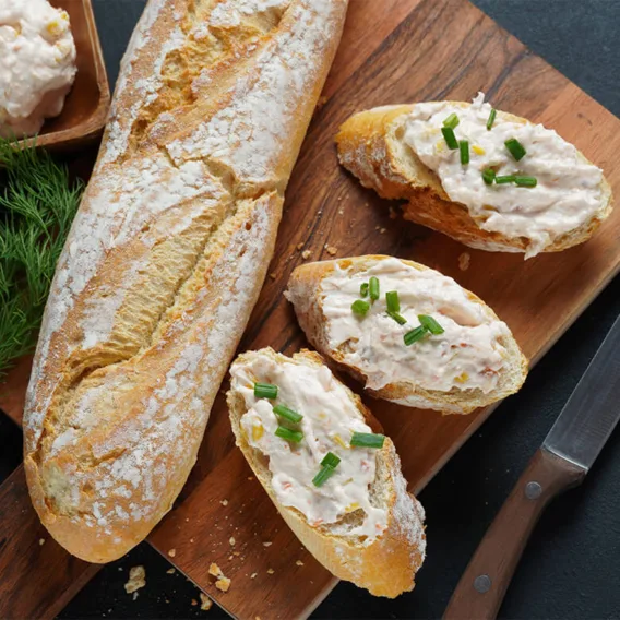 baguette with salmon mousse